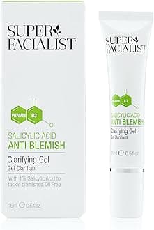 Super Facialist Anti Blemish Clarifying Gel With Salicylic Acid - Oil-Free Serum with Prebiotics & Niacinamide for Acne Treatment & Blackhead Remover, Vegan Friendly - 15ml