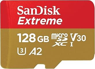128GB Extreme microSDXC card +SD adapter, microSD card for smartphones, action cameras, drones, V30, up to 190 MB/s, SanDisk QuickFlow Technology, RescuePro Deluxe, UHS-I, 4k, V30, A2, U3