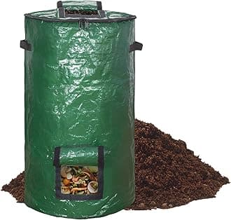MyLifeUNIT Compost Bins Outdoor, Composting Bin for Outside Garden, Reusable Garden Yard Waste Bag, 34 Gallons (1 Pack, Green)