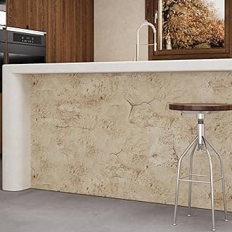 VaryPaper 15.7" x 315" Tan Cracked Concrete Wallpaper Peel and Stick Textured Distressed Limewash Wallpaper for Bedroom Bathroom Removable Self Adhesive Cement Concrete Contact Paper for Countertops