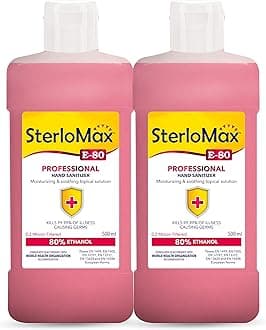 SterloMax 80% Ethanol-based Hand Rub Sanitizer and Disinfectant 500 ml -Pack of 2