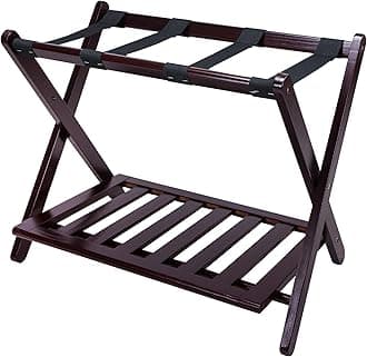 Casual Home Luggage Rack with Shelf, Espresso