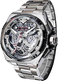 OUPINKEWatch for Men Automatic Wristwatch 3D Dial with 5ATM Waterproof Luminous Calendar Skeleton Watches-Sapphire Crystal Tungsten Steel Strap
