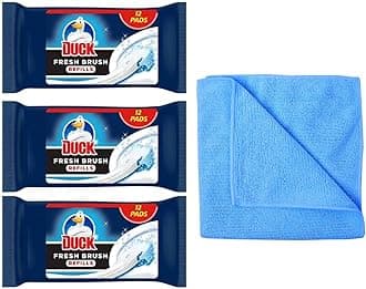 3X Fresh Brush Refills (3 Packs, 36 Flushable Cleaning Pads)-Biodegradable- Toilet Bowl Cleaner- with Microfibre Cleaning Cloth