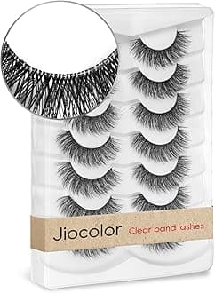 Eyelashes Faux lashes Cross Fluffy Natural Look False Eyelashes 7 Pairs Jiocolor Wispy Eyelashes Pack Soft Reusable Lashes DJ-6