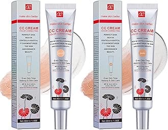 Centella Asiatica Color Correcting CC Cream - Lightweight Tinted Moisturiser with SPF 25, Brightening Face Cream, Invisible Pores, Long-Lasting (Dark + Light)