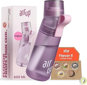AIR UP Gen2 Original Starter Set with Capsules in 5 Flavors And 600 ml Water Bottle with Sugar Free Aroma Dishwasher, BPA Free, Purple
