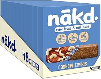 Cashew Cookie Natural Fruit & Nut Bars - Vegan - Healthy Snack - Gluten Free, 35 g (Multipack case 48 Bars)