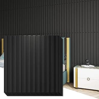 Slat Wall Panel, 3D Fluted Textured Panel 12-Tile 19.7 x 19.7in. - Cover 32 Sq.Ft., Black