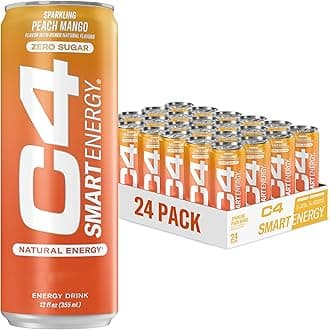 Smart Energy Drink - Sugar Free Performance Fuel & Nootropic Brain Booster, Coffee Substitute or Alternative | Peach Mango Nectar 12 Oz - 24 Pack