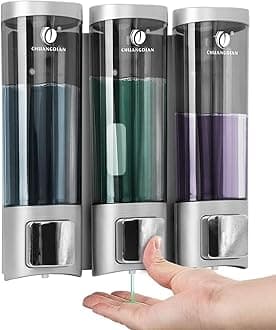 – Triple 200ML Soap Dispenser Bathroom Wall Mounted Shower Gel Shampoo and Conditioner Dispenser Kitchen Dish Detergent Container Hand Body Wash Liquid Soap Dispenser for Home Hotel Restaurant