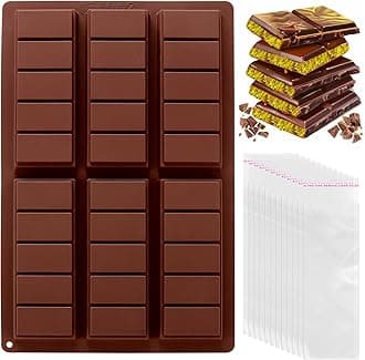 Mity Rain Chocolate Bar Mold Deep, Silicone Thick Mold for Stuffed Bars, Rectangle Knafeh Pistachio Break Apart Candy Molds With 100pcs Storage Bags