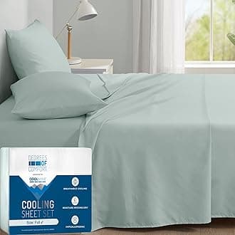Degrees of Comfort Coolmax® Cooling Bed Sheets Full Size for Hot Sleepers, Moisture Wicking Sheet Set for Night Sweats, Deep Pocket, Ultra Soft, Cozy for All Seasons, Aqua 4 Pieces