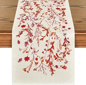 Artoid Mode Floral Leaves Valentine's Table Runner, Wild Flowers Seasonal Kitchen Dining Table Decoration for Home Party Decor 13x48 Inch