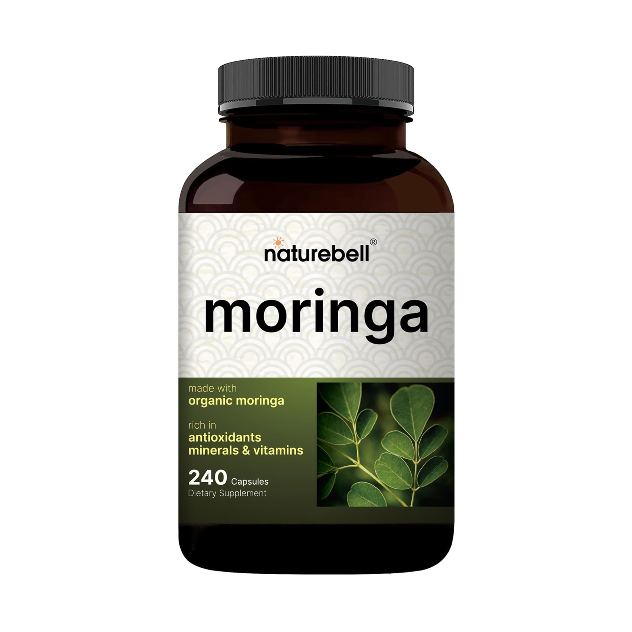 NatureBell Moringa - 240 Capsules - Organic Moringa for Immune, Energy & Skin Health Support* - Green Superfood Properties