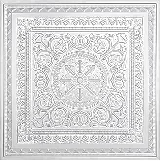 Art3d Drop Ceiling Tiles, Glue up Ceiling Tiles, 2'x2' Plastic Sheet in White (48-Pack, 192 Sq.ft)