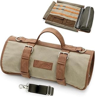 Barillio Bartender Bag Travel Bartender Bag | Waxed Canavs Bar Kit Bag for Carrying Bar Tools | Professional Bartender Roll with Shoulder Strap for Perfect Storage (Bag Only)…