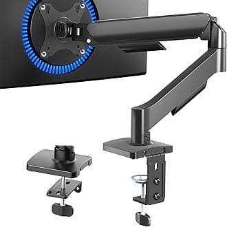 Single Monitor Stand, Fully Adjustable Arm for 17 to 32 inch Screen, Mechanical Articulating Desk Mount, Gaming and Office Setups, VESA 75x75, 100x100, Max 19.8 lbs, Classic, Black, STAND-V001O