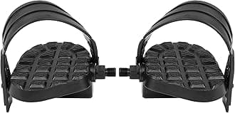 Pair Bike Pedals Spindle Platform Non Slip with Belts Strap
