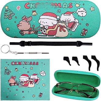 Cute Stylish Hard Shell Eyeglasses Cases Protective Case Storage Box With Glasses Cloth Eyeglass Strap for Girl Teen