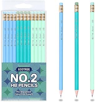 ECOTREE Easter Basket Stuffers for Teens, Pencils #2 HB, Pre-sharpened Pencils with Eraser Cute Pencils for Kids, School Supplies, Office Supplies, 12 Pack