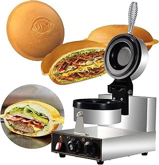 Electric Press Ufo Burger Machine, Commercial Hamburger Maker, Ice Cream Waffle Machine, Non-Stick Electric Burger Maker,110V