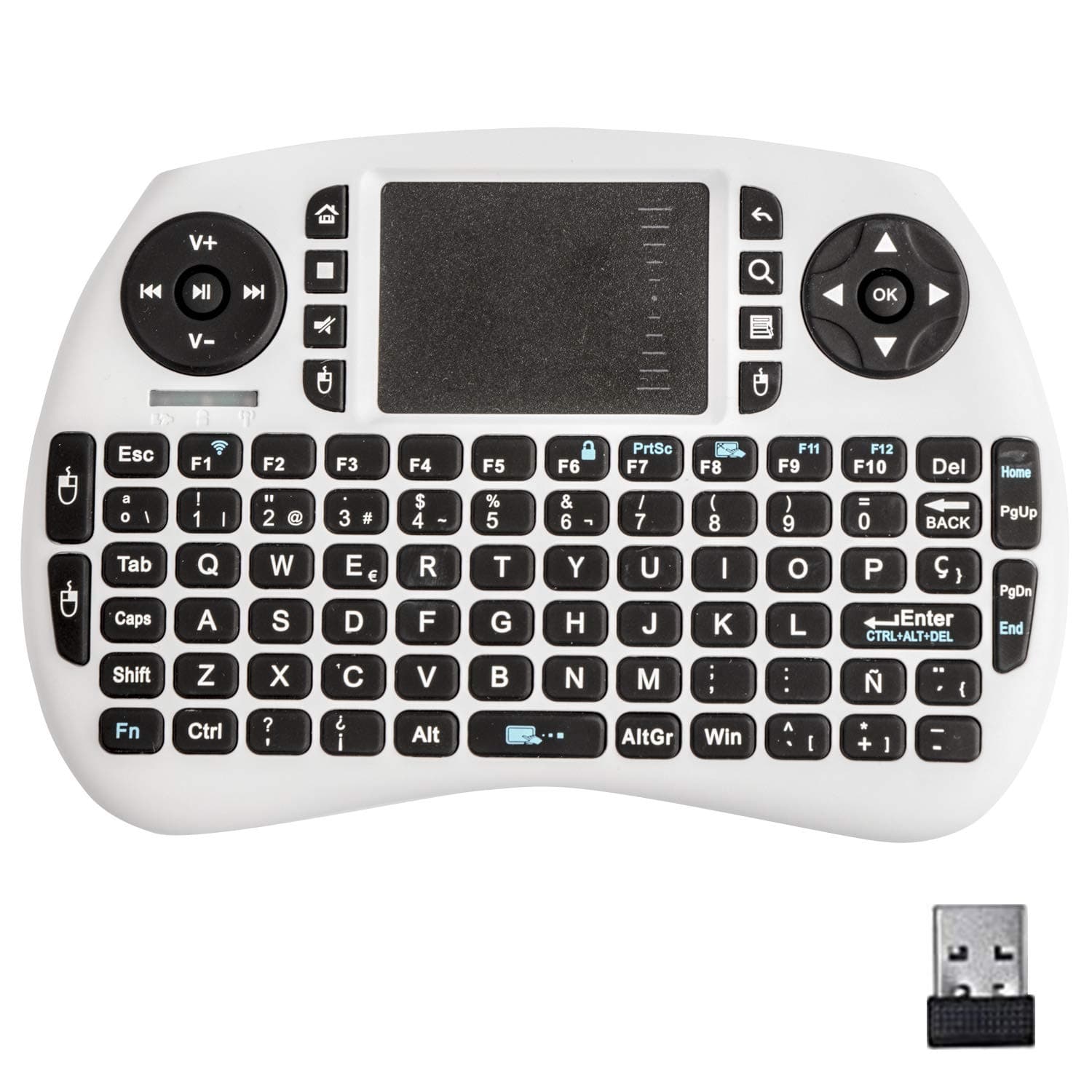 Horizontal Mini 2.4 GHz Wireless TouchPad Keyboard with Mouse for Google Android TV Box, PC, PAD, Xbox 360, PS3, HTPC, IPTV white