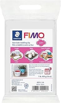 STAEDTLER 8021-0 FIMO Soft Oven-Hardening Polymer Modelling Clay - White (1 x 454g Block)