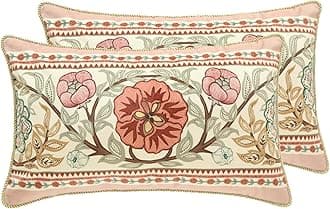 - Velvet Euro Sham Decorative Throw Pillow Covers Set Soft Durable Cushion Cases Pillowcase for Couch Bedroom Car (2 Pack Pink Floral Rectangle)