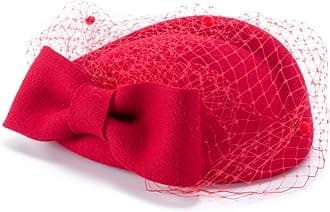 Womens Dress Fascinator Wool Felt Pillbox Hat Bow Veil
