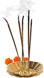 Pure Source India Brass Incense Holder - Holds 5 Sticks, Elegant Gold Finish,...