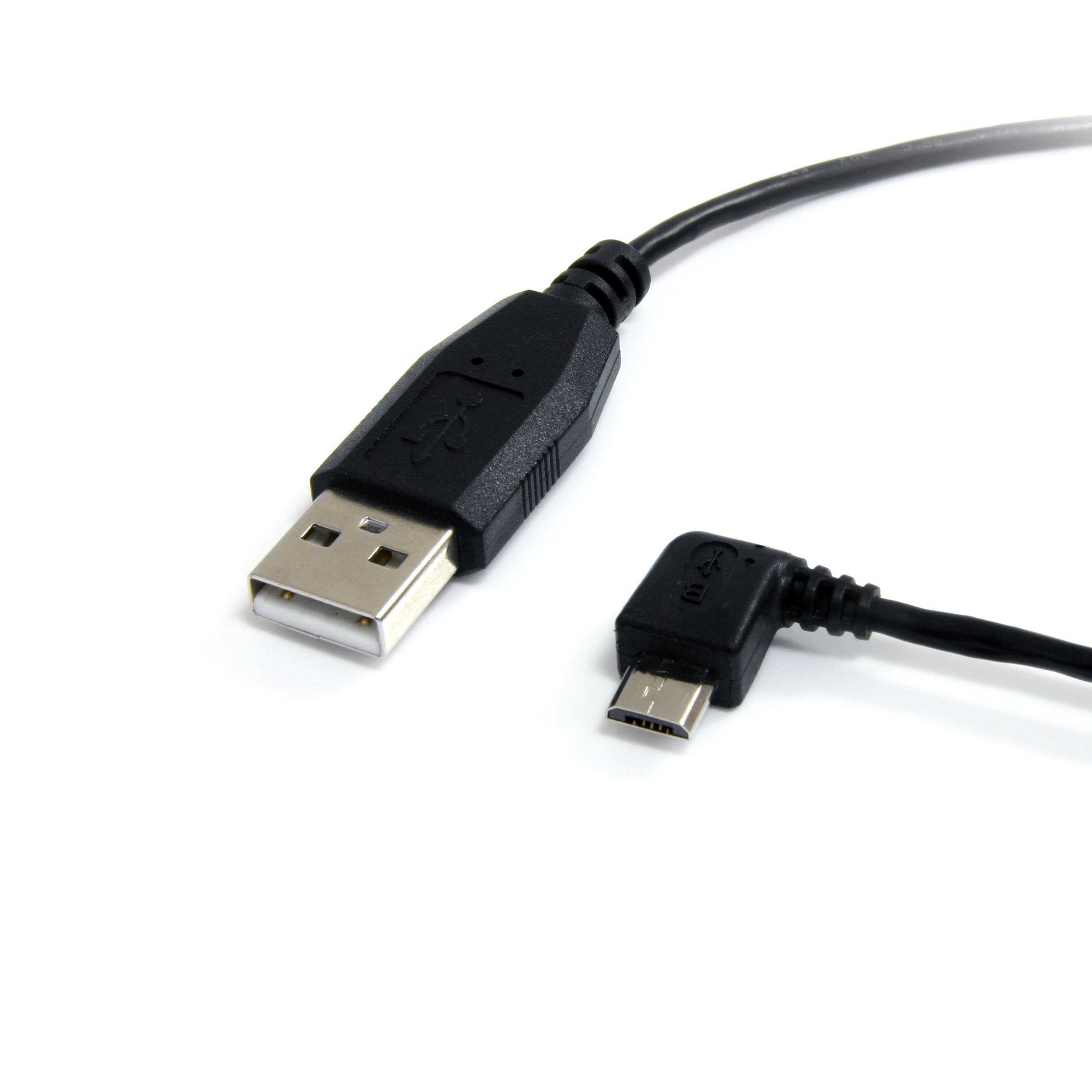 StarTech.com 3 ft / 91cm Micro USB Cable - A to Left Angle Micro B - USB Type A - 90 Degree Micro-USB Type B (M) - Black (UUSBHAUB3LA)