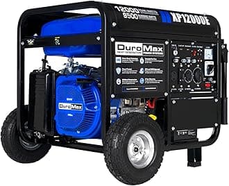 DuroMax Gas Powered Portable 12000 Watt-Electric Start-Home Back Up & RV Ready, 50 State Approved Generator, Blue, Black