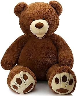 Giant Teddy Bear, 39inch Large Stuffed Animals with Big Footprints Plush Stuffed Bears Gift for Kids, Dark Brown