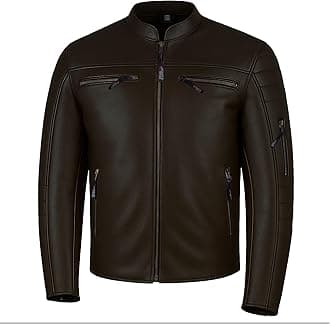 REVOLT Men's Motorcycle Jacket, Natural Buffalo Leather, CE Armor - Ventilation, Cruiser Motorbiker Touring Biker Brown M