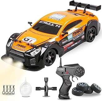 Liberty ImportsLiberty Imports RC Drift Car 1/16 2.4GHz 4WD Remote Control Sport Racing On-Road Vehicle with LED Light, Batteries and Drift Tires (Orange)