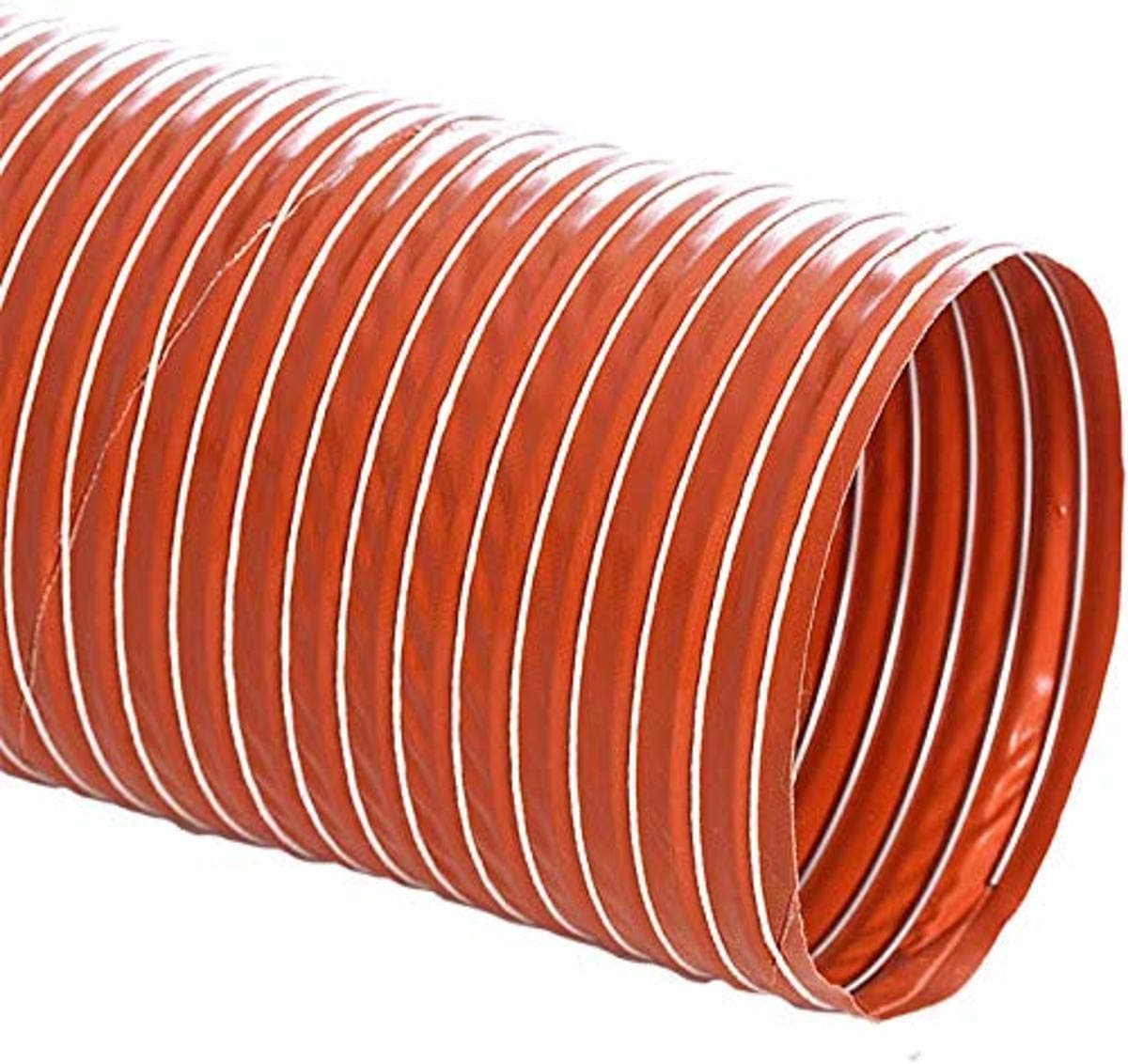Flexaust BDS-2x12 Plastic BDS-2 Heat-Flex 2" Single-Ply Silicone Coated Fiberglass Fabric Hose, 12' Length, Red