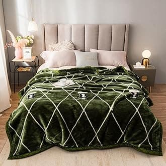 Winter Fleece Plush Blanket King Size,Heavy Korean Mink Blanket,Silky Soft And Warm, 2 Ply Reversible Raschel Bed Blanket,79"X91" (200x230cm, Forest)