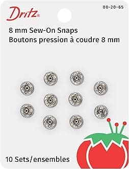 Dritz 80-20-65 Sew-On Snaps, Nickel-Plated Brass, Size 2/0 10-Count