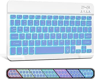 XIWMIX Ultra-Slim Wireless Bluetooth Keyboard-7 Colors Backlit Universal Rechargeable Portable Keyboard for iPad 10th/9th/8th/7th/6th/5th/Pro/Air/Mini,Galaxy Tab More iOS Android Windows Device,Purple