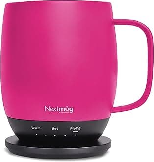 Nextmug - Temperature-Controlled, Self-Heating Coffee Mug (415 mL.) (True Pink)