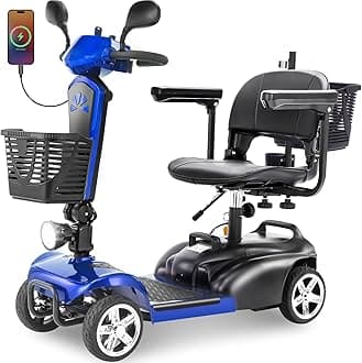 15-50Miles Eldryvon EV02A Mobility Scooter for Seniors & Adults,350W Electric Powered Wheelchair with Dual Basket, Rotating Seat, 300Lbs All Terrain, Foldable Motorized Scooter for Elderly, USB Charge