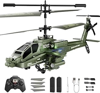 Apache RC Helicopter Toy for Adults, 2.4GHz Remote Control Helicopter Drone with 2 Batteries, LED Lights, One Key Take Off/Landing, Altitude Hold, Indoor Flying Toy Gifts for Kids Boys 8+ Green