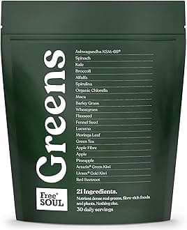 Free Soul Greens | 21 Advanced Greens, Superfoods, and Adaptogens Including KSM-66 Ashwagandha, Vegan & Gluten-Free, Advanced Natural Formula | UK Made | 30 Servings | Original Flavour