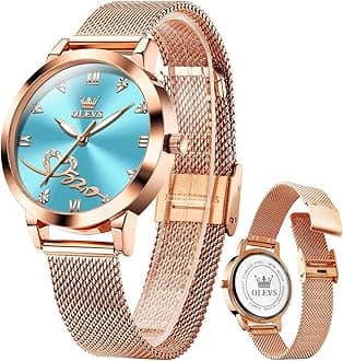 OLEVS Women Watch Fashion Rose Gold Diamond Analog Quartz Female Watches for Women Luxury Dress Ladies Stainless Steel Luminous Waterproof Date Wristwatches