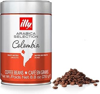 illy Colombia Coffee Beans, Medium Roast, 100% Arabica, Ideal for Moka Pots, Espresso & Filter, 250g Tin
