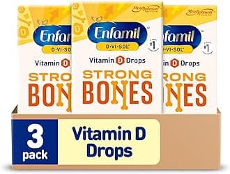 Baby Vitamin D-Vi-Sol Vitamin D Liquid Supplement Drops for Infants, Supporting Strong Teeth & Bones in Newborn Babies, Easy-to-Use, Gluten-Free, 50 mL Dropper Bottle, Pack of 3