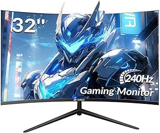 CRUA Gaming Monitor 32 Inch 240Hz, Curved PC Monitor Full HD 1080P 1500R Frameless Computer Monitor with FreeSync and Eye Care Technology, Supports VESA