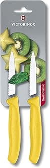Victorinox8 cm Pointed Tip/Serrated Edge Blister Packed Paring Knife, Pack of 2, Yellow