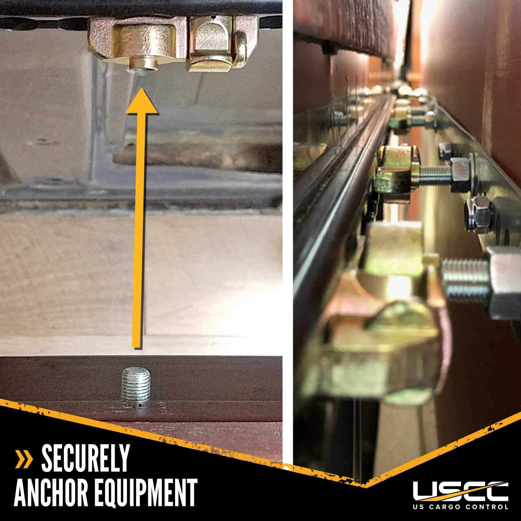 US Cargo Control L Track Double Stud Fitting with Bolt Thread, Use with L Track Rails in Your Truck Or Trailer to Create Instant Tie-Down Anchor Points, Working Load Limit of 1,333 Pounds, 4 Pack